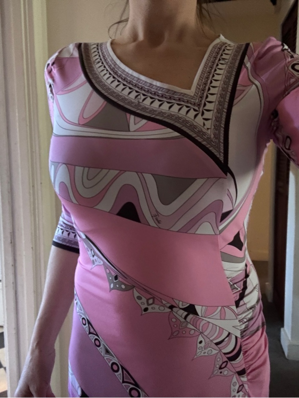 Emilio Pucci dress - Pink & White Abstract - Pink summer dress - 36 Italian S